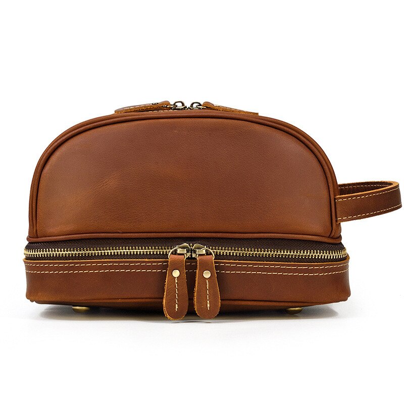 Retro Fashion High Quality Crazy Horse cowhide Men's Brown Clutch Outdoor Daily Ladies genuine Leather Cosmetic Bag Women Retro Fashion High Quality Crazy Horse cowhide Men's Brown Clutch Outdoor Daily Ladies genuine Leather Cosmetic Bag Women