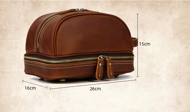 Retro Fashion High Quality Crazy Horse cowhide Men's Brown Clutch Outdoor Daily Ladies genuine Leather Cosmetic Bag Women Retro Fashion High Quality Crazy Horse cowhide Men's Brown Clutch Outdoor Daily Ladies genuine Leather Cosmetic Bag Women