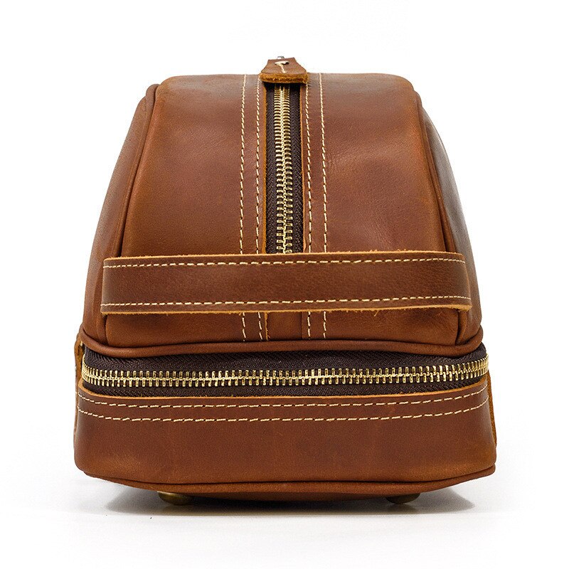Retro Fashion High Quality Crazy Horse cowhide Men's Brown Clutch Outdoor Daily Ladies genuine Leather Cosmetic Bag Women Retro Fashion High Quality Crazy Horse cowhide Men's Brown Clutch Outdoor Daily Ladies genuine Leather Cosmetic Bag Women