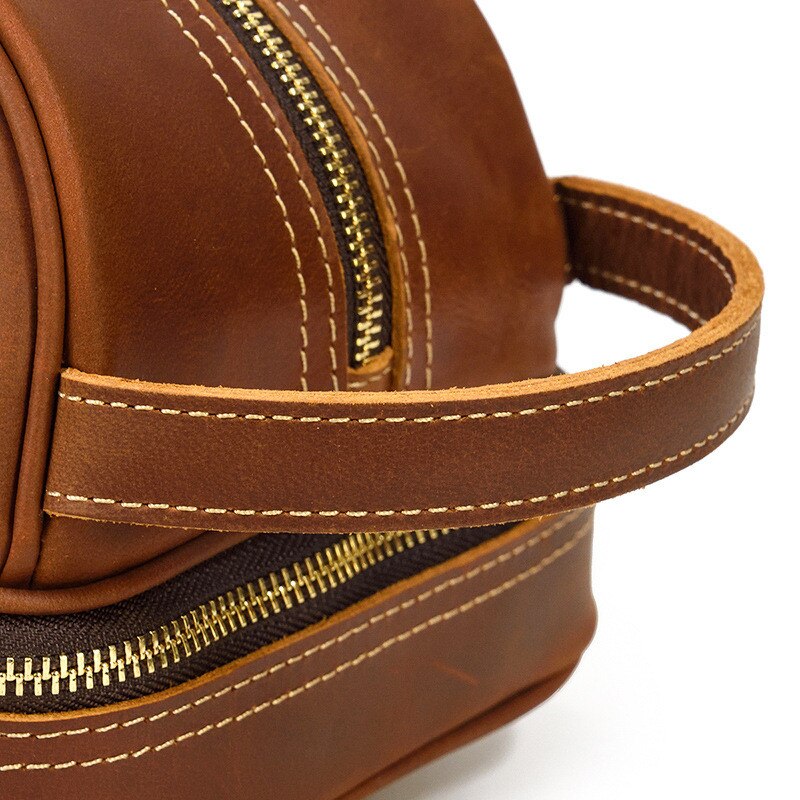 Retro Fashion High Quality Crazy Horse cowhide Men's Brown Clutch Outdoor Daily Ladies genuine Leather Cosmetic Bag Women Retro Fashion High Quality Crazy Horse cowhide Men's Brown Clutch Outdoor Daily Ladies genuine Leather Cosmetic Bag Women