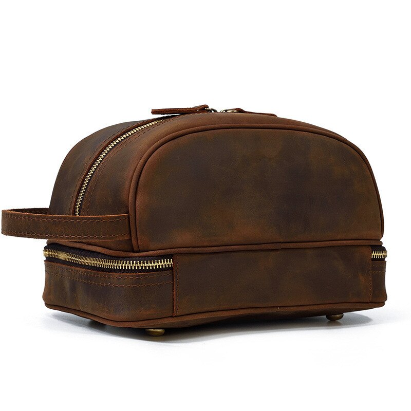 Retro Fashion High Quality Crazy Horse cowhide Men's Brown Clutch Outdoor Daily Ladies genuine Leather Cosmetic Bag Women Retro Fashion High Quality Crazy Horse cowhide Men's Brown Clutch Outdoor Daily Ladies genuine Leather Cosmetic Bag Women