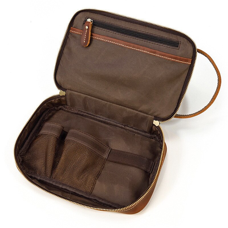 Retro Fashion High Quality Crazy Horse cowhide Men's Brown Clutch Outdoor Daily Ladies genuine Leather Cosmetic Bag Women Retro Fashion High Quality Crazy Horse cowhide Men's Brown Clutch Outdoor Daily Ladies genuine Leather Cosmetic Bag Women