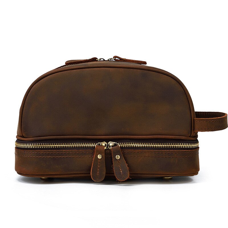 Retro Fashion High Quality Crazy Horse cowhide Men's Brown Clutch Outdoor Daily Ladies genuine Leather Cosmetic Bag Women Retro Fashion High Quality Crazy Horse cowhide Men's Brown Clutch Outdoor Daily Ladies genuine Leather Cosmetic Bag Women