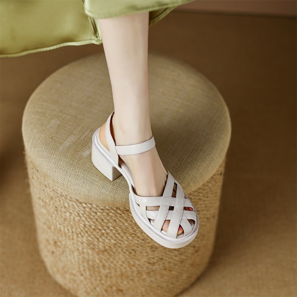 Kanseet Summer New Women Shoes High Heel Roman Sandals Cow Patent Leather Daily Buckle Strap Lady Casual Footwear Brown Size 40 Kanseet Summer New Women Shoes High Heel Roman Sandals Cow Patent Leather Daily Buckle Strap Lady Casual Footwear Brown Size 40