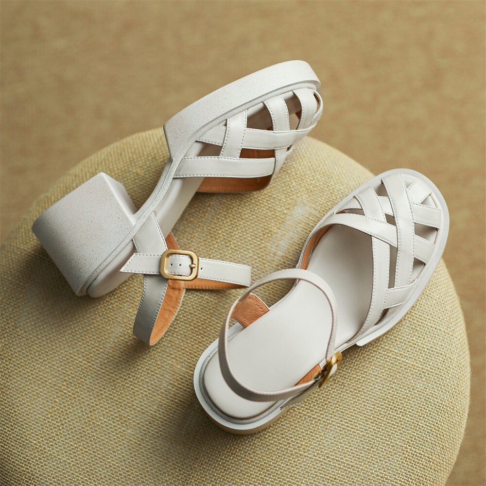 Kanseet Summer New Women Shoes High Heel Roman Sandals Cow Patent Leather Daily Buckle Strap Lady Casual Footwear Brown Size 40 Kanseet Summer New Women Shoes High Heel Roman Sandals Cow Patent Leather Daily Buckle Strap Lady Casual Footwear Brown Size 40