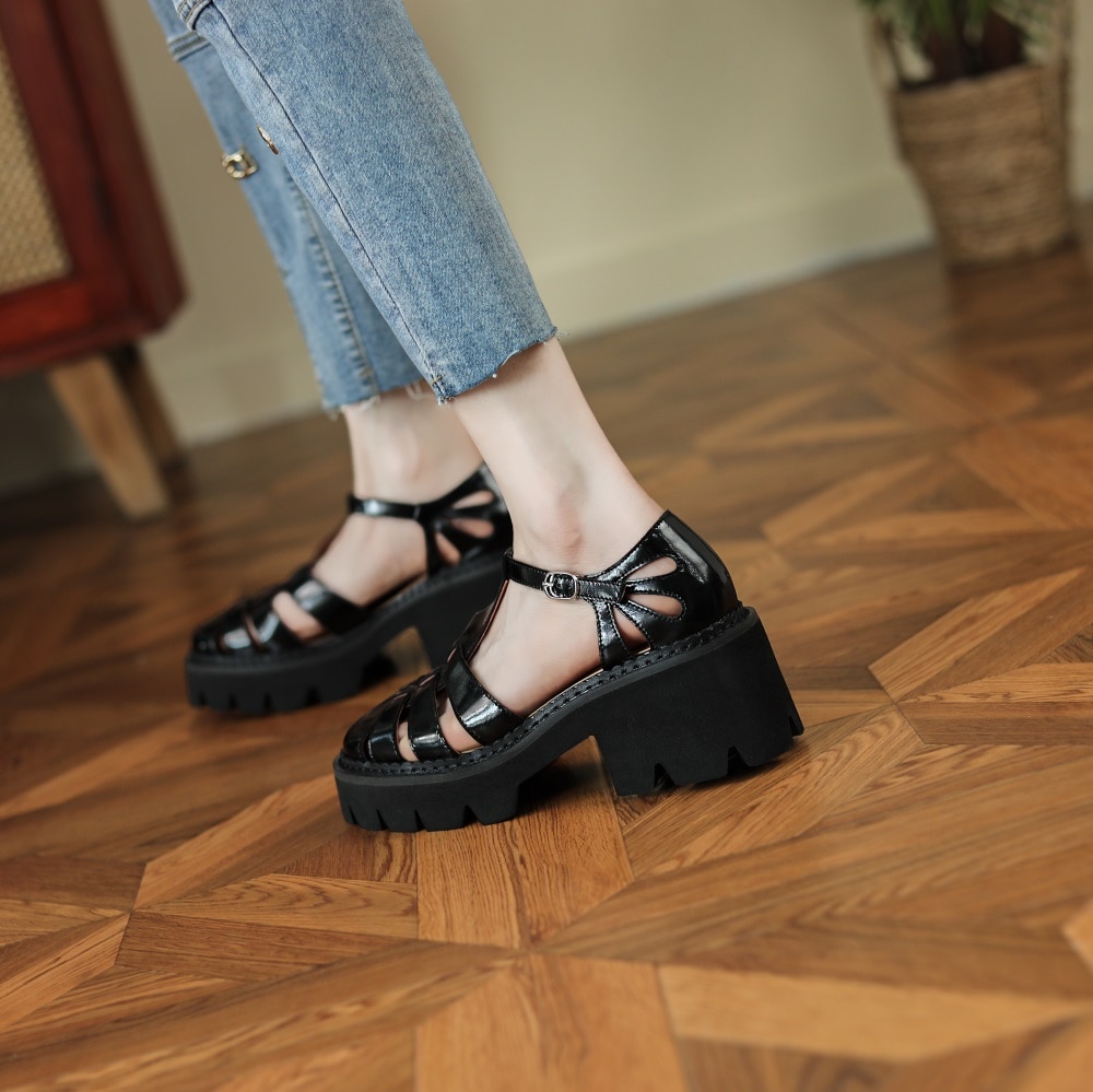 Kanseet Women Sandals Summer New Platform Shoes 2022 Fashion Roman Style Cow Leather Handmade Brown High Heels Lady Footwear 40 Kanseet Women Sandals Summer New Platform Shoes 2022 Fashion Roman Style Cow Leather Handmade Brown High Heels Lady Footwear 40
