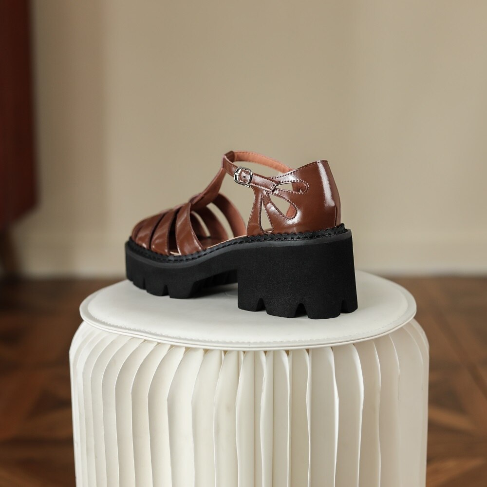 Kanseet Women Sandals Summer New Platform Shoes 2022 Fashion Roman Style Cow Leather Handmade Brown High Heels Lady Footwear 40 Kanseet Women Sandals Summer New Platform Shoes 2022 Fashion Roman Style Cow Leather Handmade Brown High Heels Lady Footwear 40