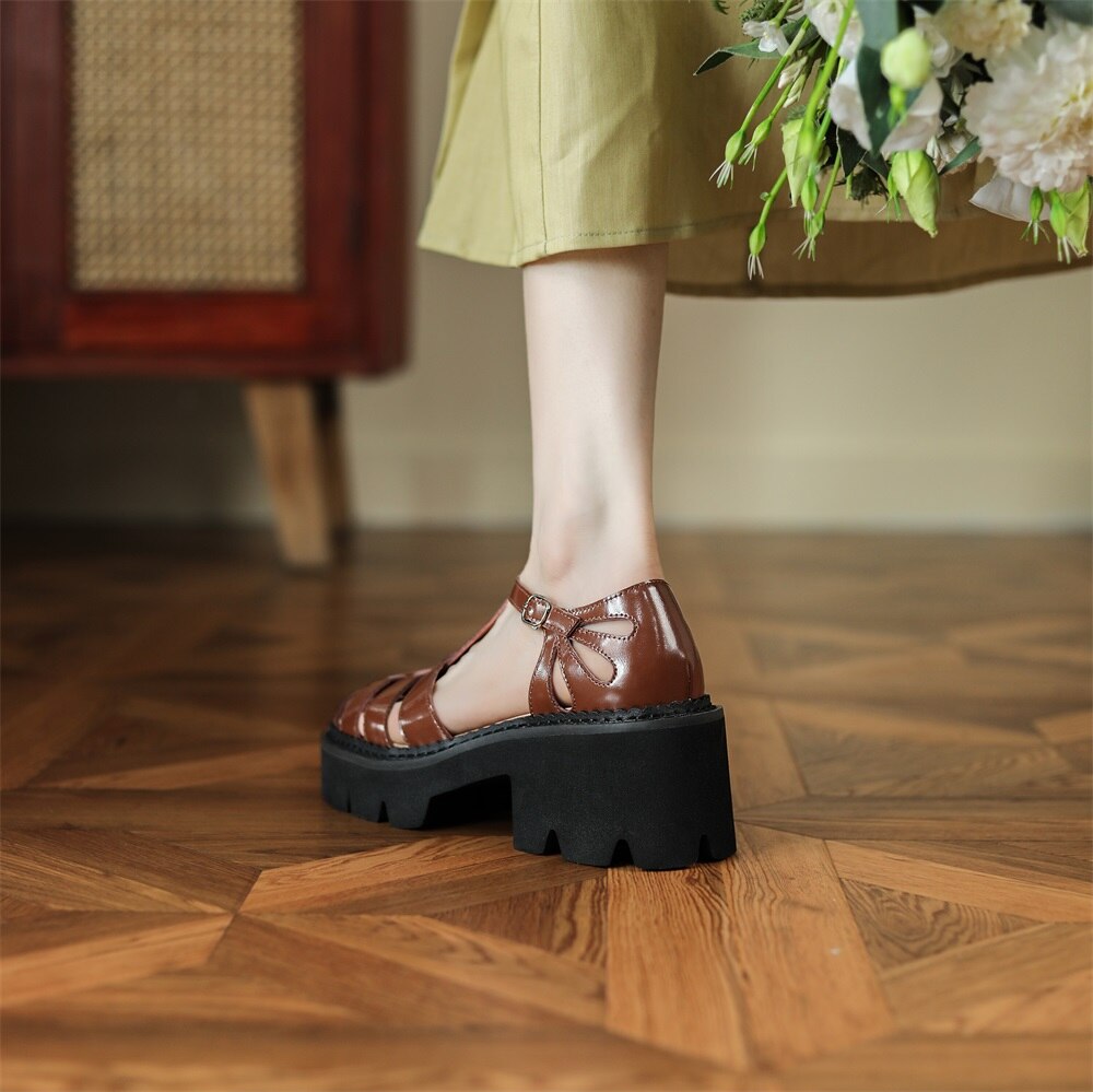 Kanseet Women Sandals Summer New Platform Shoes 2022 Fashion Roman Style Cow Leather Handmade Brown High Heels Lady Footwear 40 Kanseet Women Sandals Summer New Platform Shoes 2022 Fashion Roman Style Cow Leather Handmade Brown High Heels Lady Footwear 40