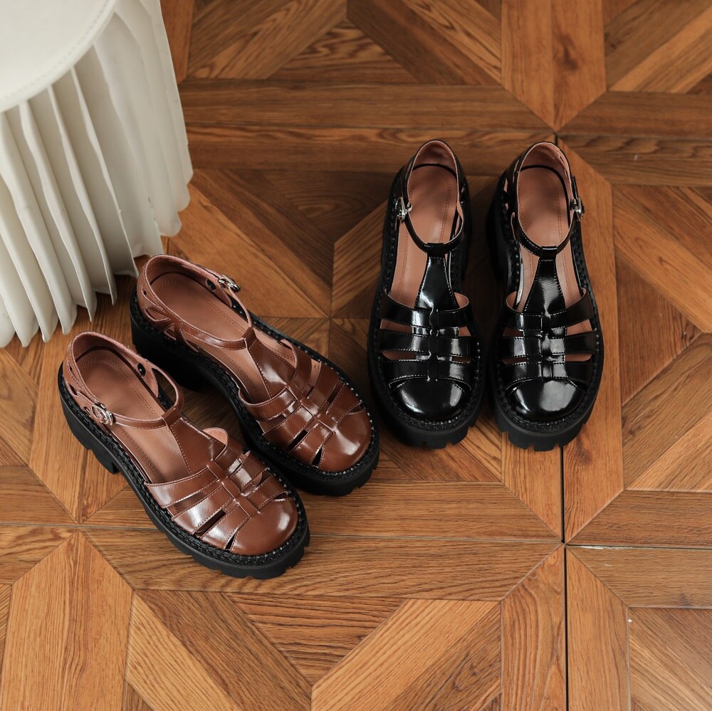 Kanseet Women Sandals Summer New Platform Shoes 2022 Fashion Roman Style Cow Leather Handmade Brown High Heels Lady Footwear 40 Kanseet Women Sandals Summer New Platform Shoes 2022 Fashion Roman Style Cow Leather Handmade Brown High Heels Lady Footwear 40