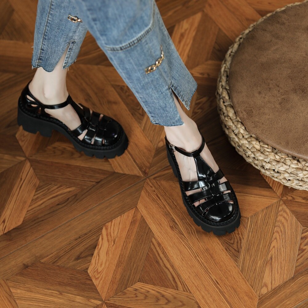 Kanseet Women Sandals Summer New Platform Shoes 2022 Fashion Roman Style Cow Leather Handmade Brown High Heels Lady Footwear 40 Kanseet Women Sandals Summer New Platform Shoes 2022 Fashion Roman Style Cow Leather Handmade Brown High Heels Lady Footwear 40