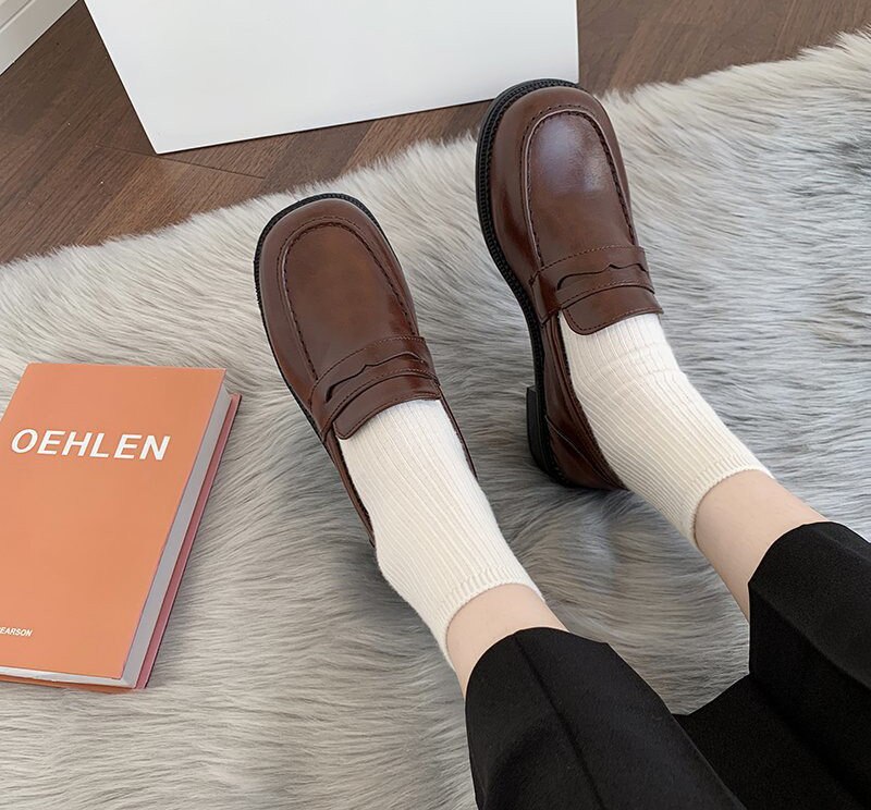loafers Lolita Brown Cosplay Shoes Women Uniform Shoes Uwabaki Japanese JK Round Toe Women Girls School Students mary janes loafers Lolita Brown Cosplay Shoes Women Uniform Shoes Uwabaki Japanese JK Round Toe Women Girls School Students mary janes