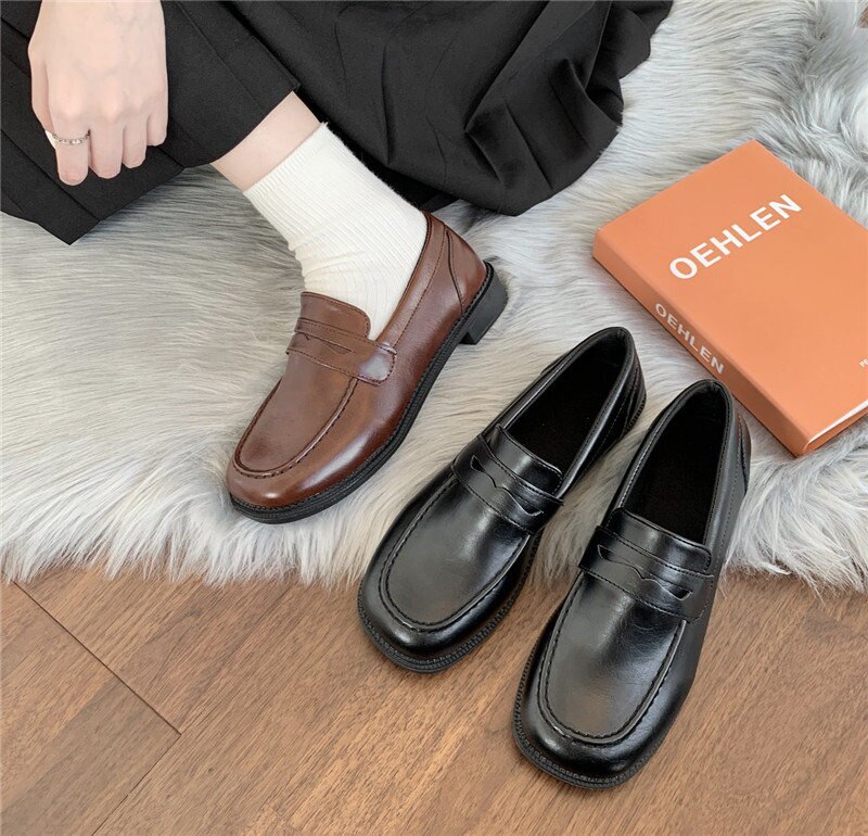 loafers Lolita Brown Cosplay Shoes Women Uniform Shoes Uwabaki Japanese JK Round Toe Women Girls School Students mary janes loafers Lolita Brown Cosplay Shoes Women Uniform Shoes Uwabaki Japanese JK Round Toe Women Girls School Students mary janes