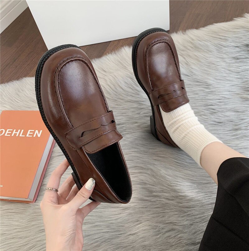 loafers Lolita Brown Cosplay Shoes Women Uniform Shoes Uwabaki Japanese JK Round Toe Women Girls School Students mary janes loafers Lolita Brown Cosplay Shoes Women Uniform Shoes Uwabaki Japanese JK Round Toe Women Girls School Students mary janes