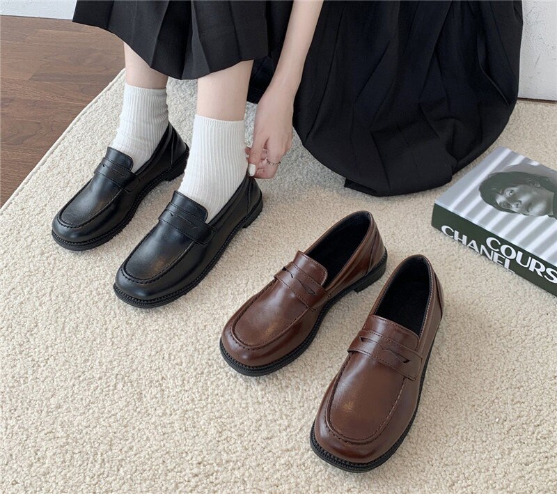 loafers Lolita Brown Cosplay Shoes Women Uniform Shoes Uwabaki Japanese JK Round Toe Women Girls School Students mary janes loafers Lolita Brown Cosplay Shoes Women Uniform Shoes Uwabaki Japanese JK Round Toe Women Girls School Students mary janes