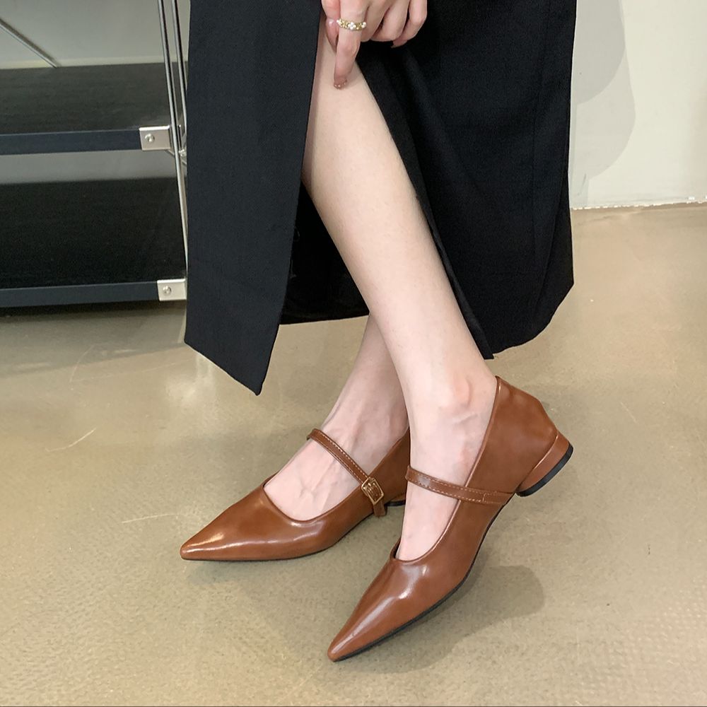 Casual Women Flats Loafers Black Brown White Shallow Slip On Flat Heels Belt Buckle Party Pumps Dress Shoes Dance Ballet Mules