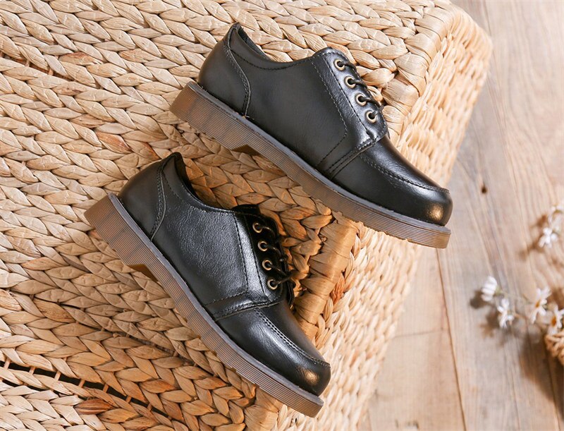 Black Brown Vintage Flats Shoes Women Comfortable Leather Platform shoes Oxfords Loafers Casual Boat Shoes students shoes Black Brown Vintage Flats Shoes Women Comfortable Leather Platform shoes Oxfords Loafers Casual Boat Shoes students shoes