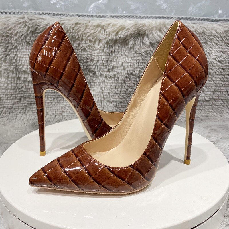 Tikicup Coffee Brown Crocodile Effect Women Sexy 80 100 120 High Heel Party Shoes Ladies Slip On Pointy Toe Stiletto Pumps Tikicup Coffee Brown Crocodile Effect Women Sexy 80 100 120 High Heel Party Shoes Ladies Slip On Pointy Toe Stiletto Pumps