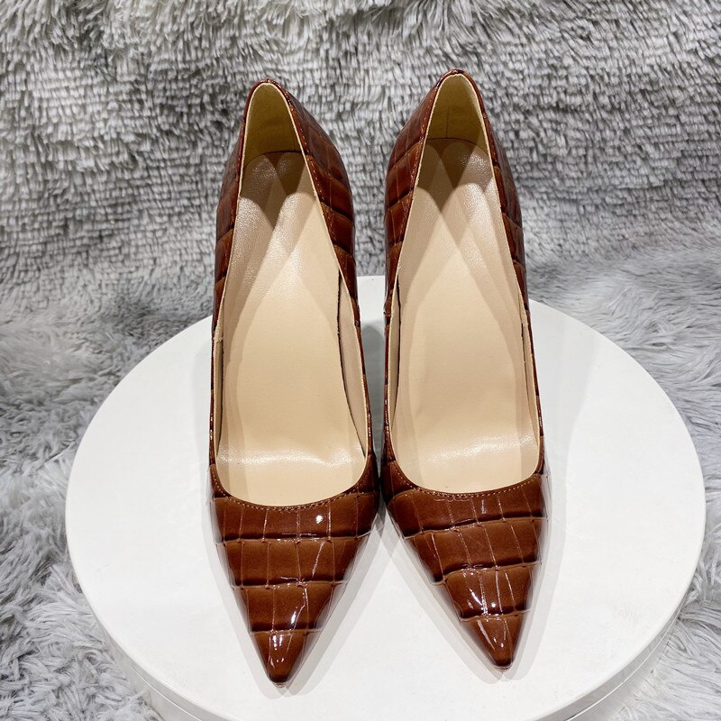 Tikicup Coffee Brown Crocodile Effect Women Sexy 80 100 120 High Heel Party Shoes Ladies Slip On Pointy Toe Stiletto Pumps Tikicup Coffee Brown Crocodile Effect Women Sexy 80 100 120 High Heel Party Shoes Ladies Slip On Pointy Toe Stiletto Pumps