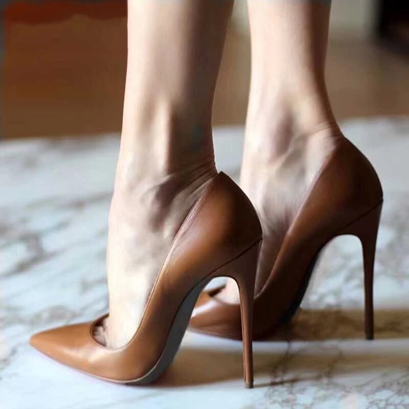 Tikicup Solid Khaki Brown Matte Women Pointed Toe Stiletto High Heels Slip On OL Dress Shoes Elegant Ladies Formal Pumps Tikicup Solid Khaki Brown Matte Women Pointed Toe Stiletto High Heels Slip On OL Dress Shoes Elegant Ladies Formal Pumps