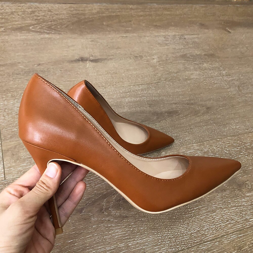Veowalk Light Brown Women Classic Pointed Toe High Heels Elegant Ladies Slip on Stilettos Pumps Italian Style OL Dress Shoes Veowalk Light Brown Women Classic Pointed Toe High Heels Elegant Ladies Slip on Stilettos Pumps Italian Style OL Dress Shoes