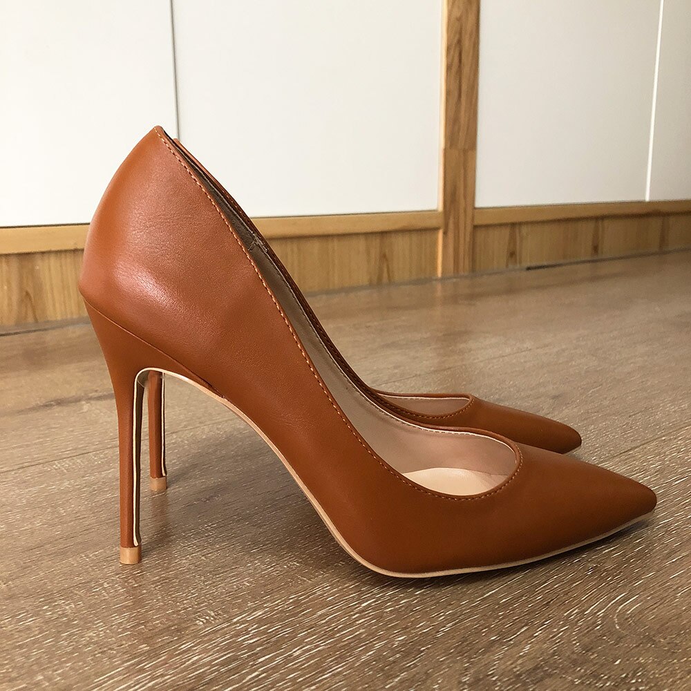 Veowalk Light Brown Women Classic Pointed Toe High Heels Elegant Ladies Slip on Stilettos Pumps Italian Style OL Dress Shoes Veowalk Light Brown Women Classic Pointed Toe High Heels Elegant Ladies Slip on Stilettos Pumps Italian Style OL Dress Shoes