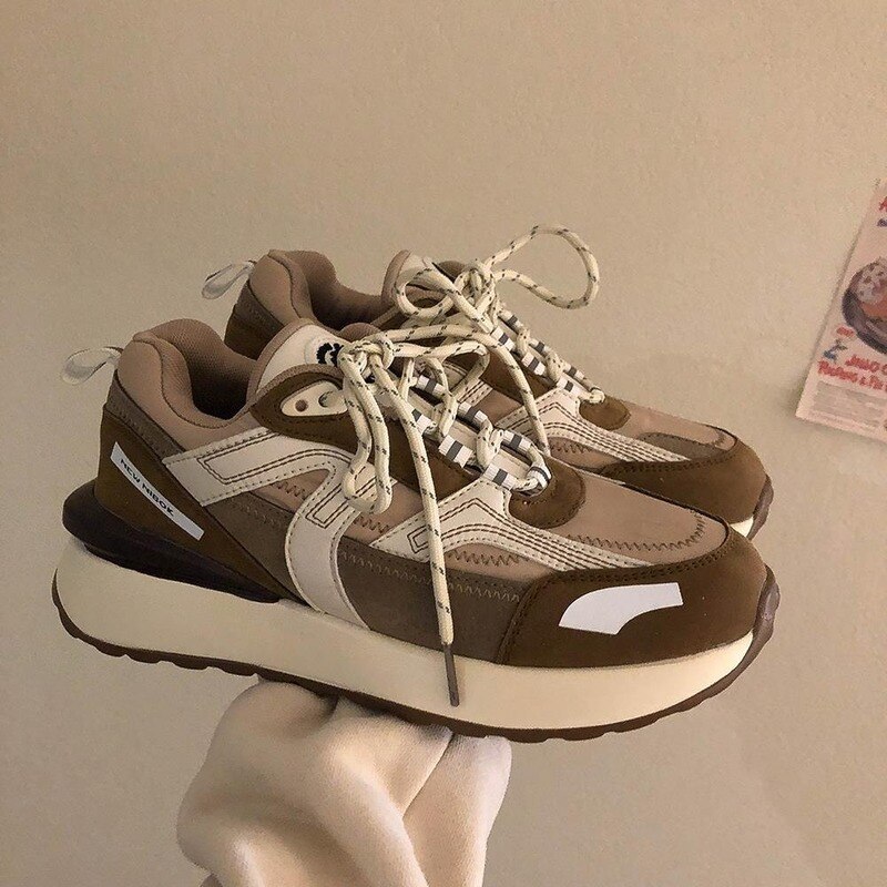 Autumn Women's Sneakers Platform Brown Grey Sports Shoes Casual Canvas Vulcanize Running Kawaii Lolita Korean Fashion Tennis