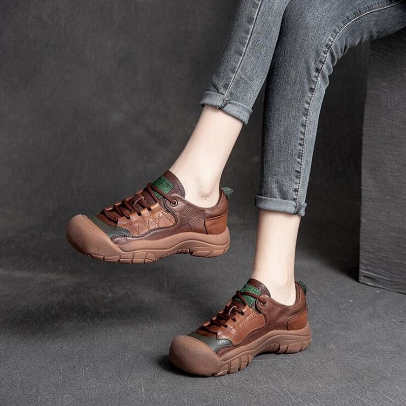 Women Shoes 2021 thick-soled Sneakers Women Shoes Genuine Leather Canvas Shoes Flats Brown Tenis Feminino Basket Femme 	7751